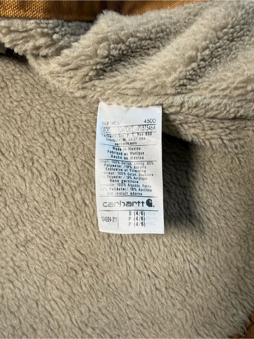 Carhartt Tan Sherpa-Lined Duck Vest - Picture 7 of 7